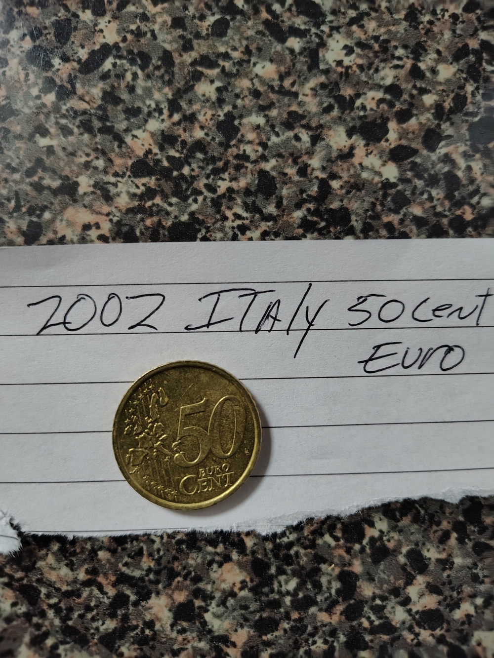 2002 Italy 50 Euro Cent Coin - Gold Tone